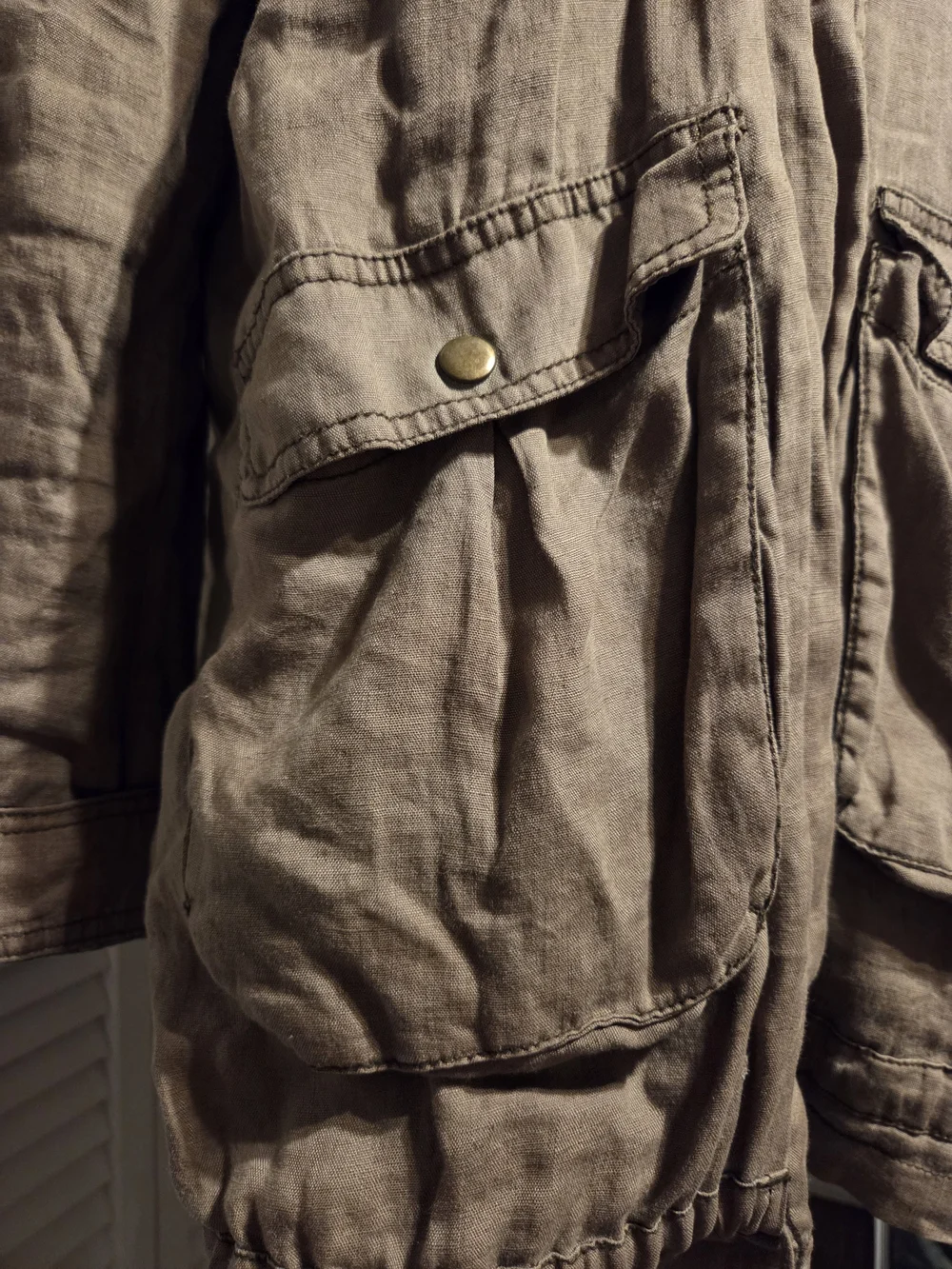 Free People Embroidered Linen-Blend Army Green Jacket - Picture 6 of 8